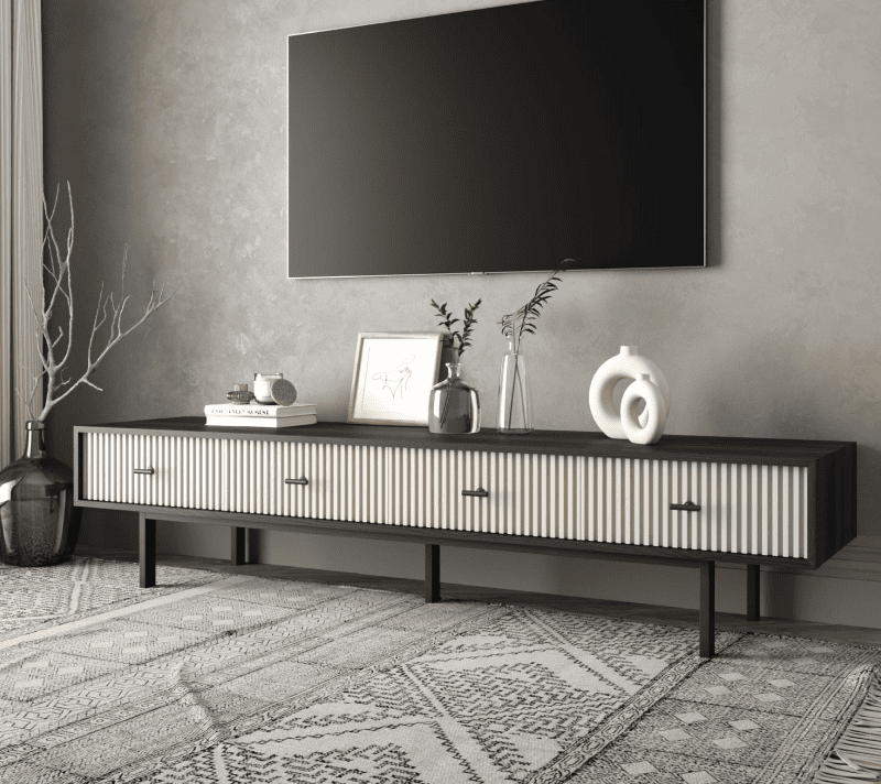 Тумба под телевизор Emerson белый/черный EM06/milky/L_3