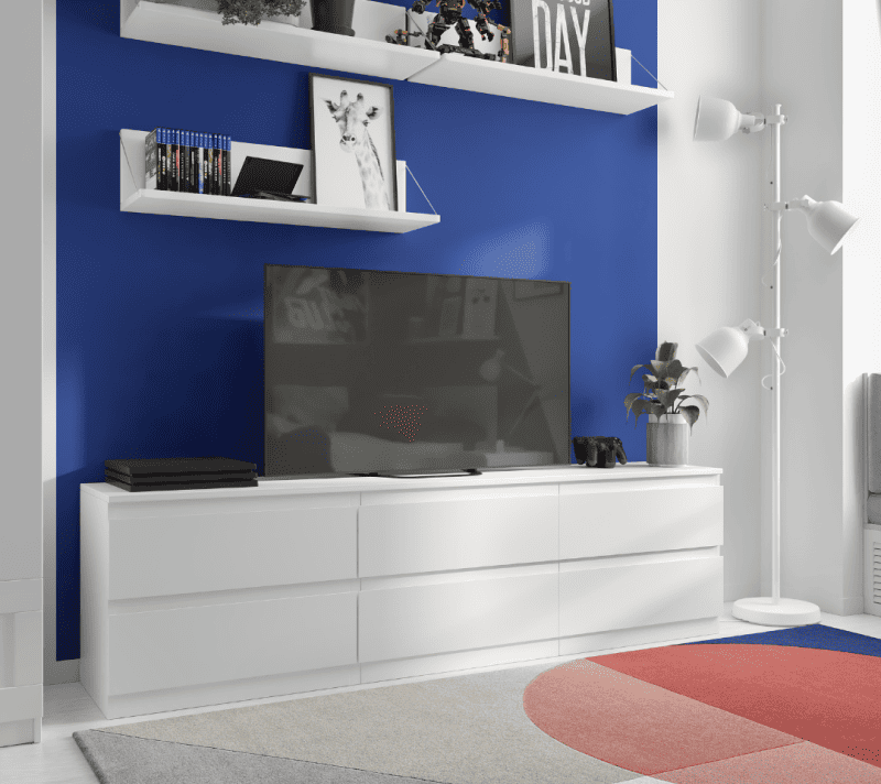 Тумба под телевизор с 6 ящиками Kastor белый_3