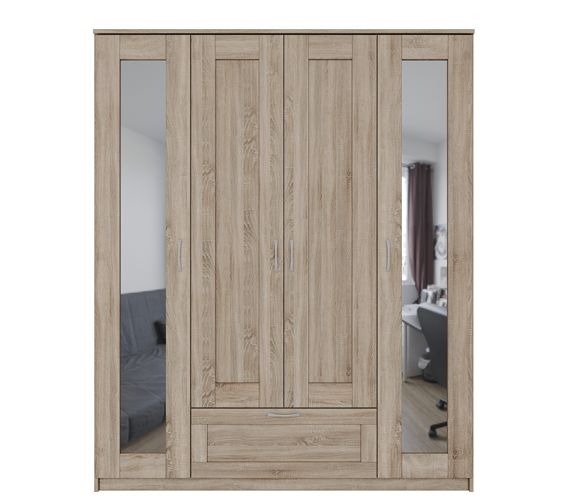 Шкаф комбинированный с 4 дверцами и ящиком Sirius сонома