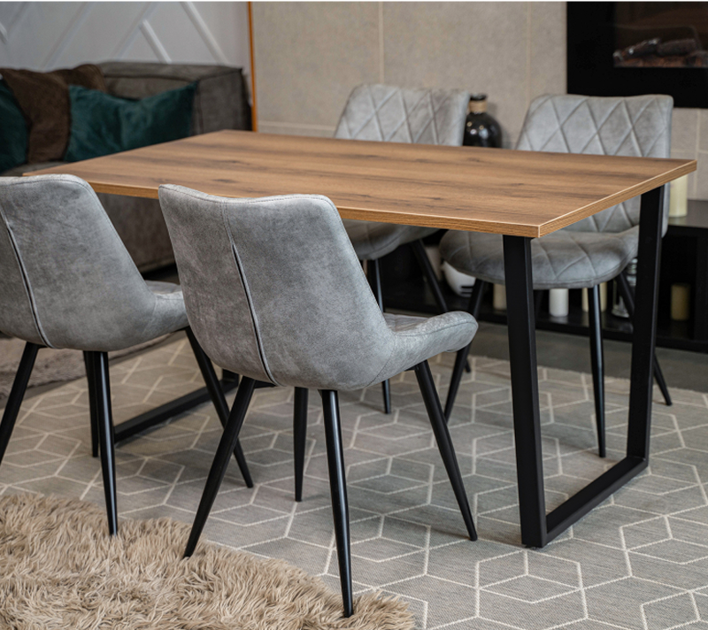 Стол Лота Лофт дуб делано темный/матовый черный 120_2