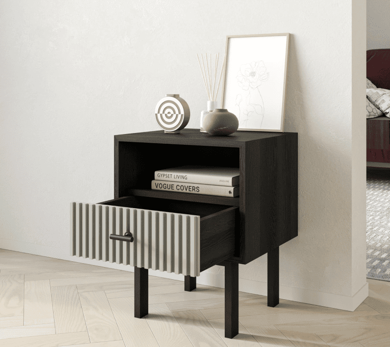 Тумба прикроватная Emerson серый/черный EM17/gray/L_2