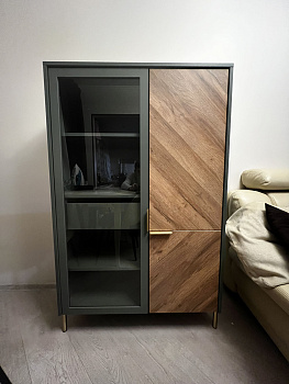 Витрина Siena дымчатый зеленый/дуб вотан REG1W1D/140