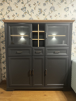 Витрина с подсветкой Jasmin графит/дуб артизан